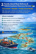 Family island clearance and boat delivery $275.00
